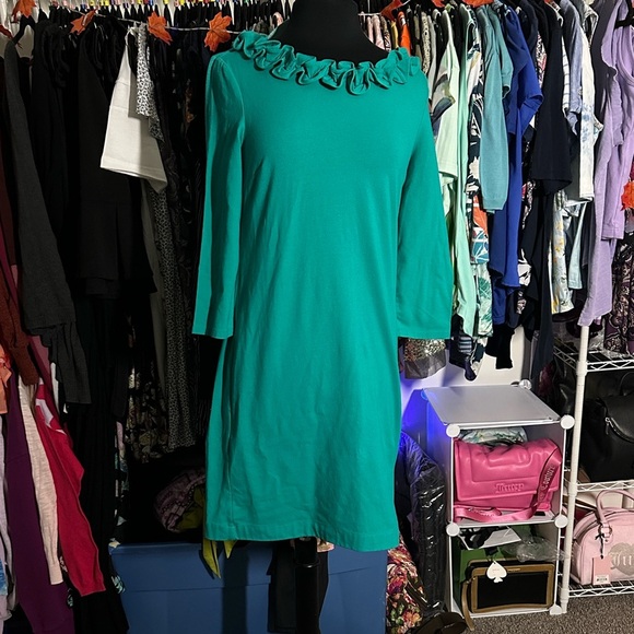 Talbots Vibrant Teal Dress with Ruffle Detail size small - Picture 2 of 6